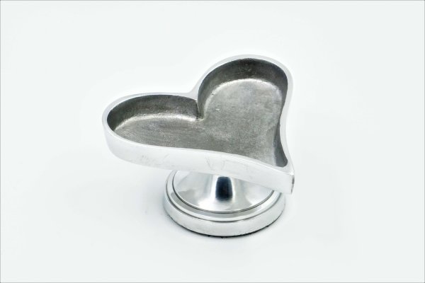 Herzschale aus Aluminium, silber, Ø 13 cm, Dekoartikel