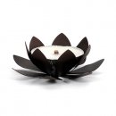Kerzenhalter aus Metall in Blütenform, schwarz/braun, mit Flammschale
