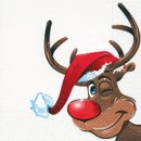 Weihnachtsservietten Rentier Rudolph, 33x33cm, 3-lagig
