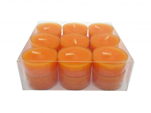 Teelichter in transparenter Hülle, 18er Box, Orange - Mandarin