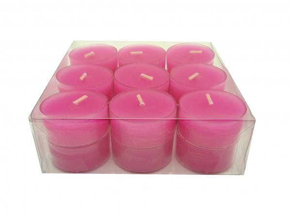 Teelichter in transparenter Hülle, 18er Box, Pink