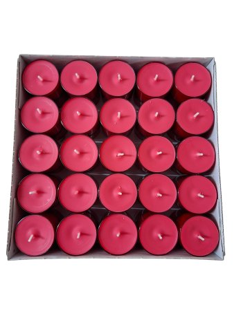 Teelichter in roter Hülle, 50er Box, Nightlights rot