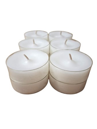 Maxi Teelichter weiß 8h transparenter Cup 12er Flatpack