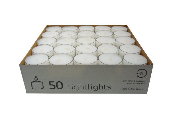 Teelichter in transparenter Hülle, 50er Box, Nightlights