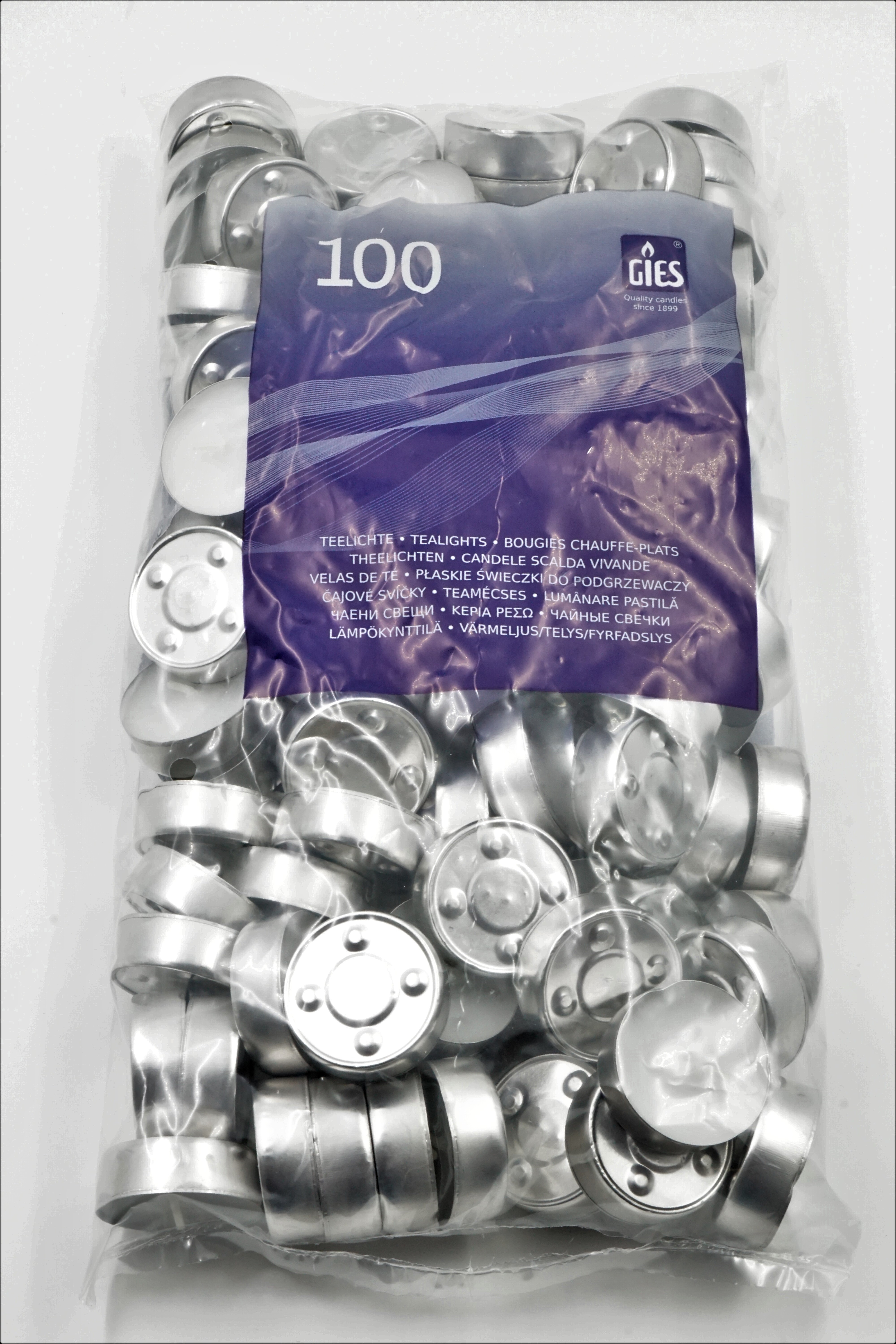 100 Teelichter, weiß, 4 Std. Brenndauer. Ideal für Hotels + Gaststätten