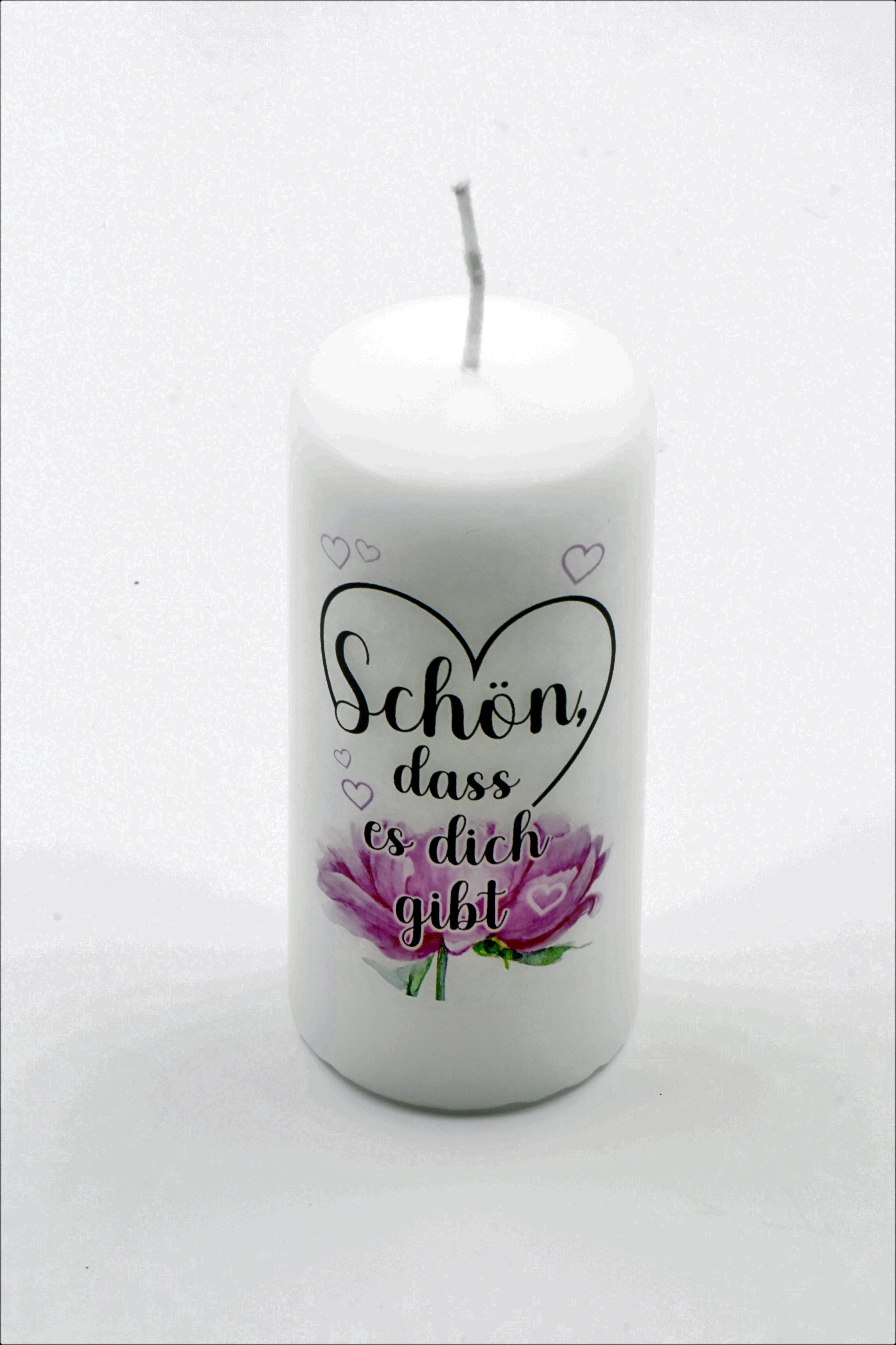 Stumpenkerze mit Spruch 