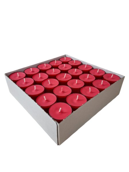 Teelichter in roter Hülle, 50er Box, Nightlights rot