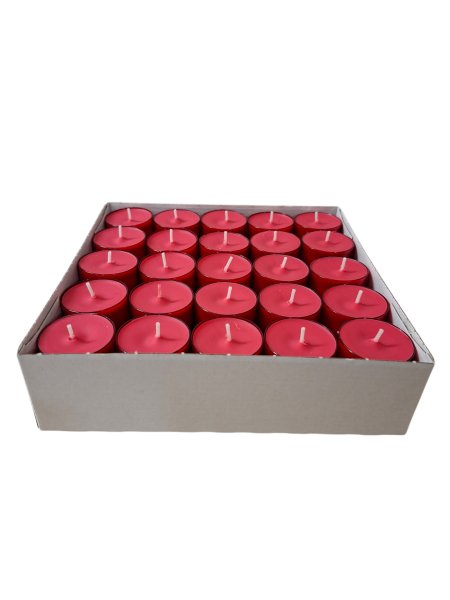 Teelichter in roter Hülle, 50er Box, Nightlights rot