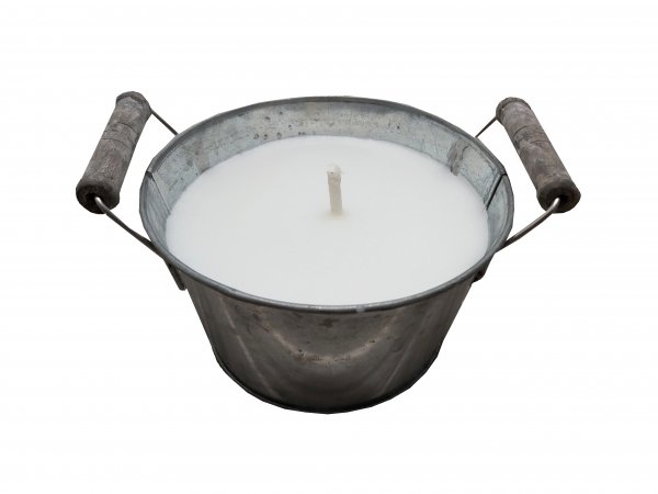 Outdoor Kerze im Zinktopf mit Holzgriffen