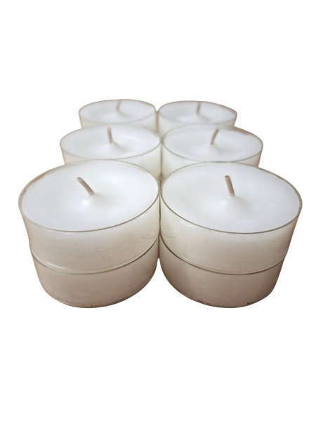 Maxi Teelichter weiß 8h transparenter Cup 12er Flatpack